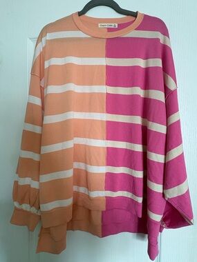 Two-Tone Peach & Magenta Striped Tunic